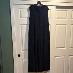 Sleeveless Black wide leg jumpsuit- Classic Button-Front